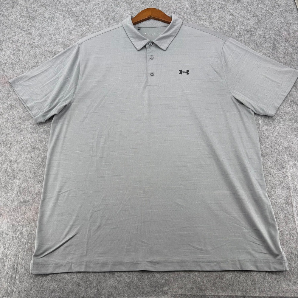 Under Armour Mens 2XL HeatGear Loose Fit Short Sleeve Polo Shirt Gray Heather